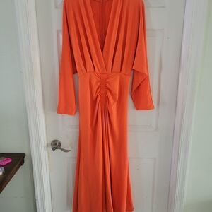 SHEIN Vibrant Orange Long Sleeve Dress